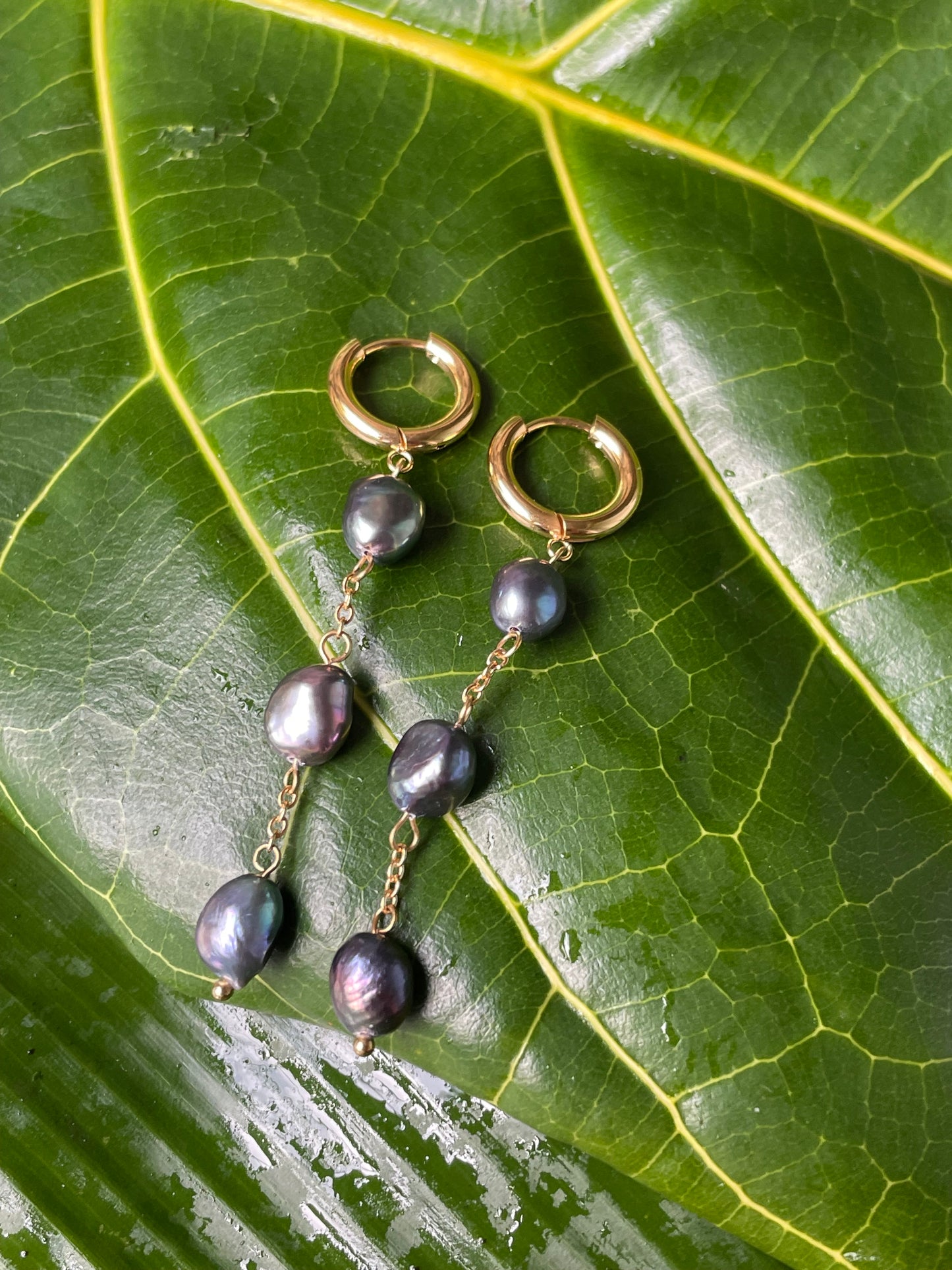 Twilight Tide Pearl Drop Earrings