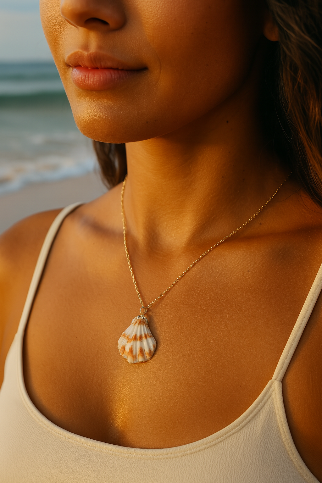 Golden Edge Shell Necklace