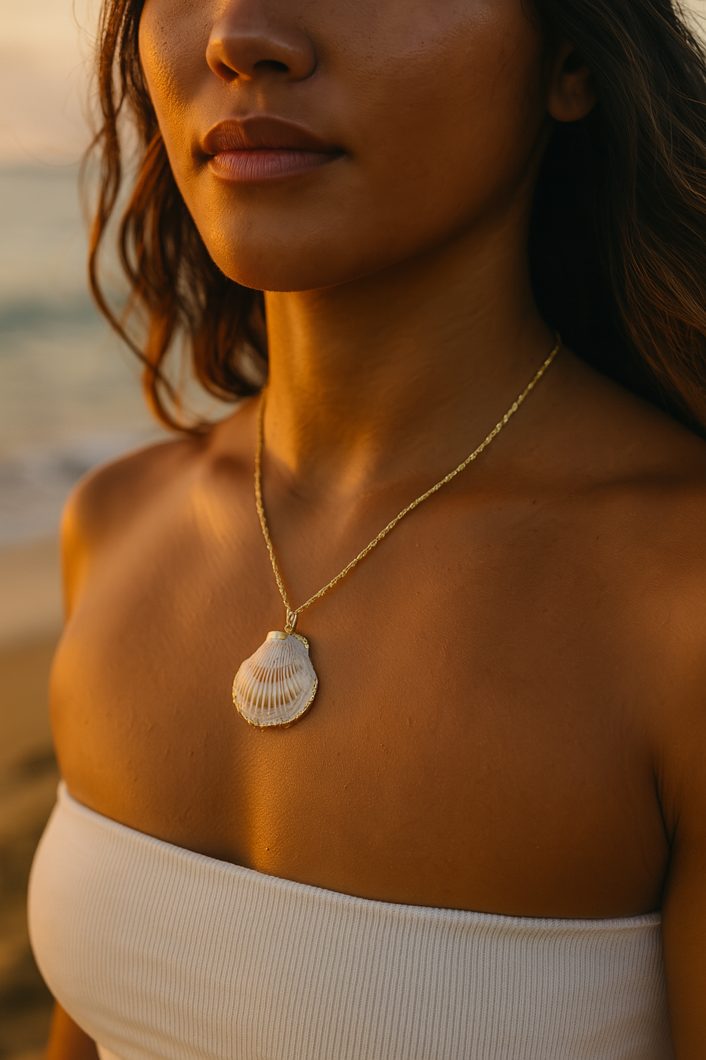 Golden Edge Shell Necklace