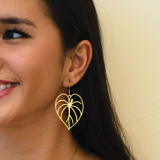 Anthurium Earrings – 14K PVD Gold
