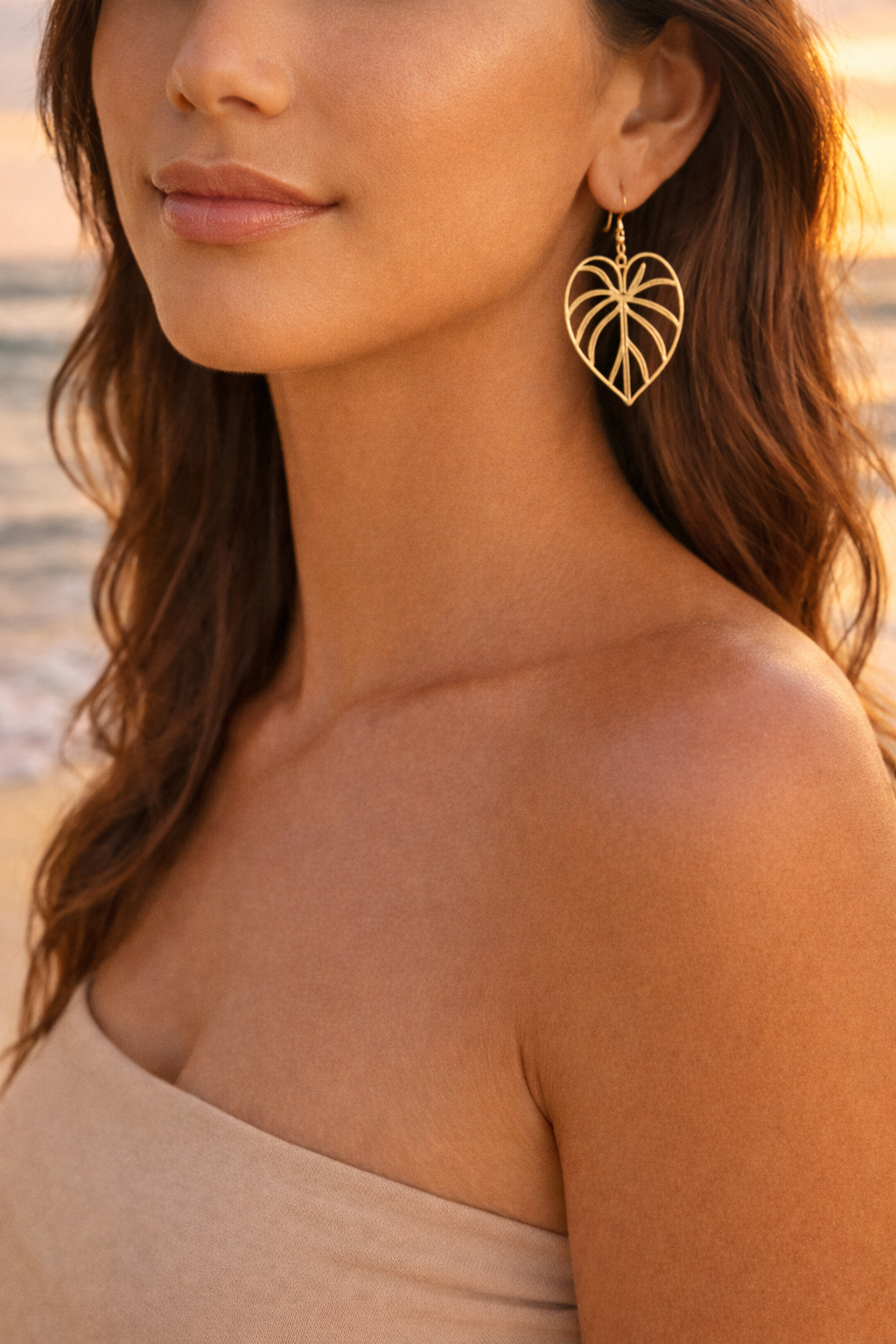 Anthurium Earrings – 14K PVD Gold