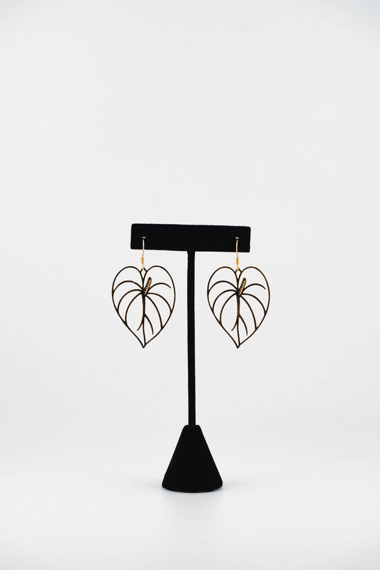 Anthurium Earrings – 14K PVD Gold