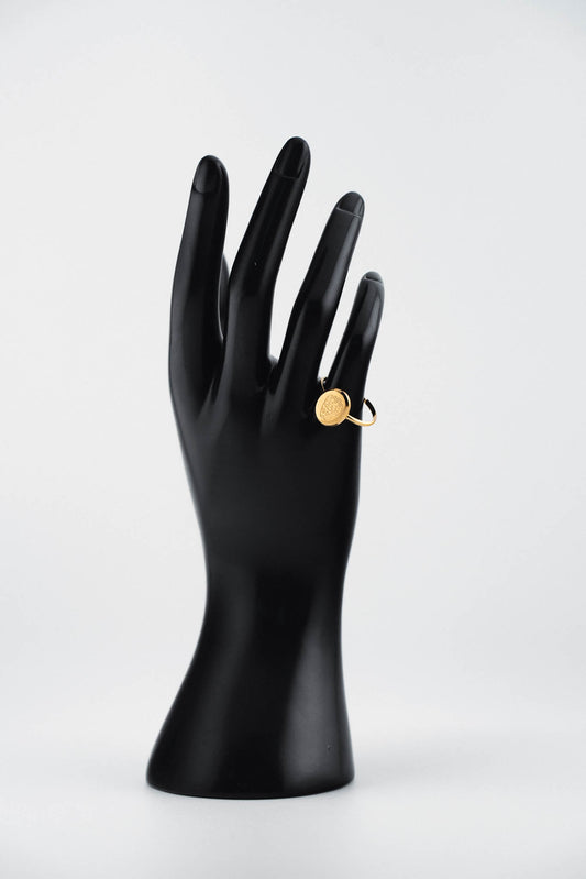 Hebrew Shell Signet Ring - 14K PVD Gold