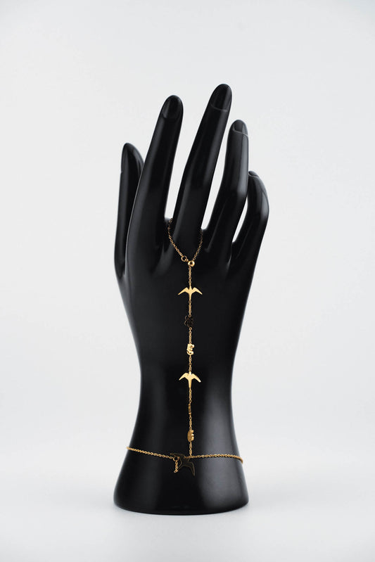 RISE `Iwa Bird Hand Chain - 14K PVD Gold