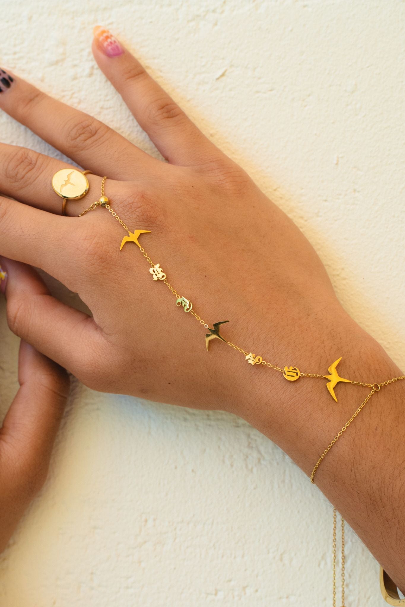 RISE `Iwa Bird Hand Chain - 14K PVD Gold